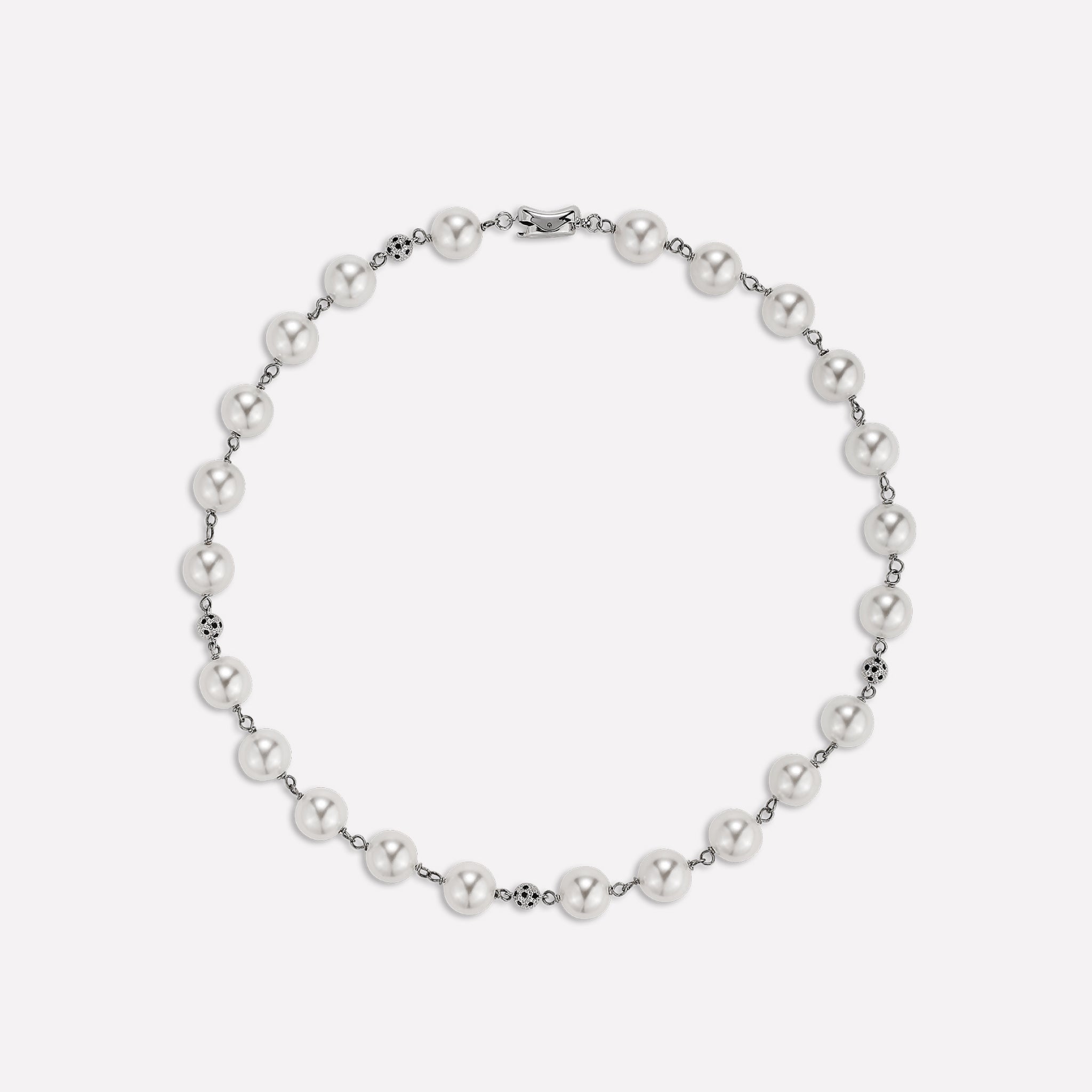 Leopard Shell Pearl Necklace - Light Gray