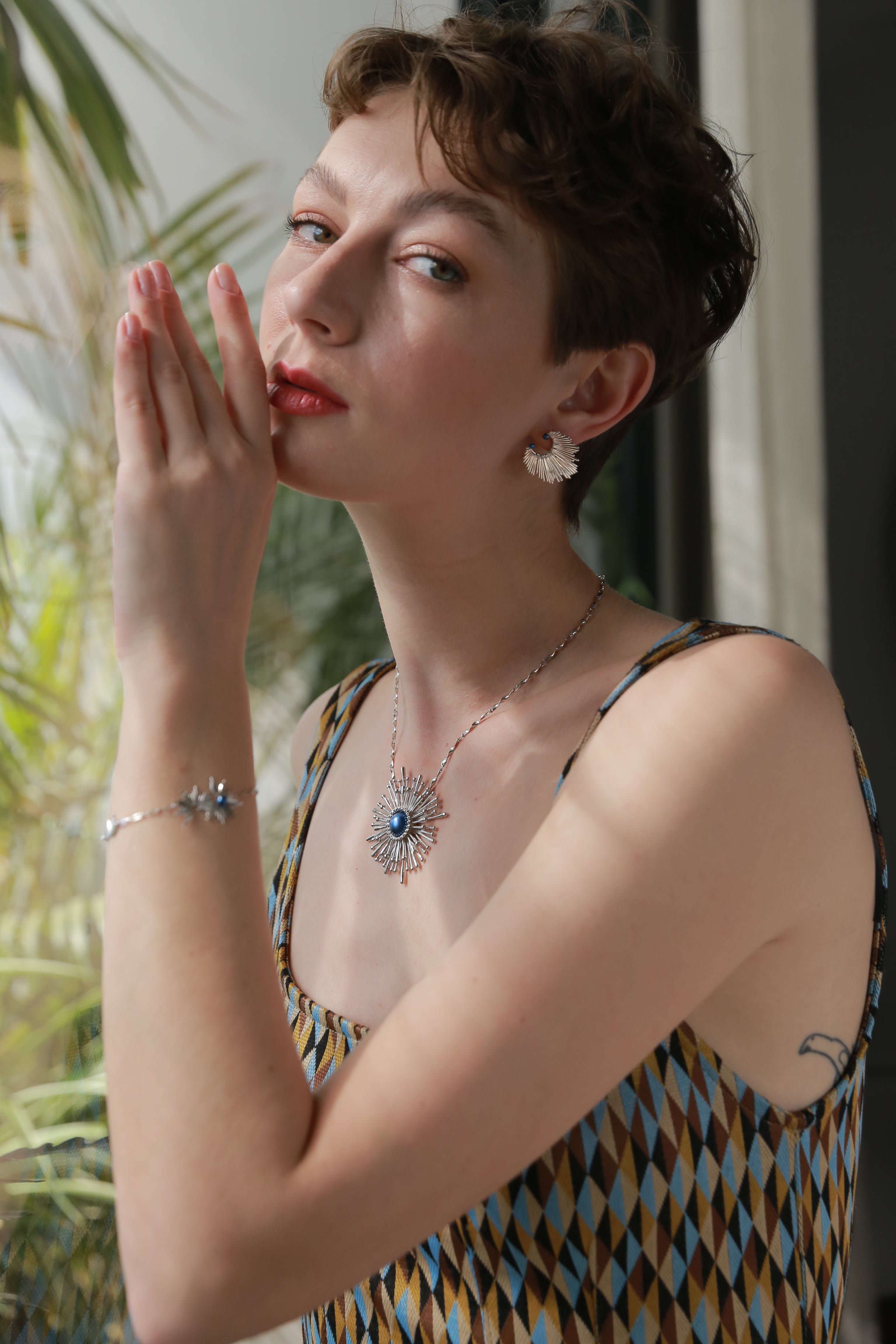 Blue Dandelion Earrings