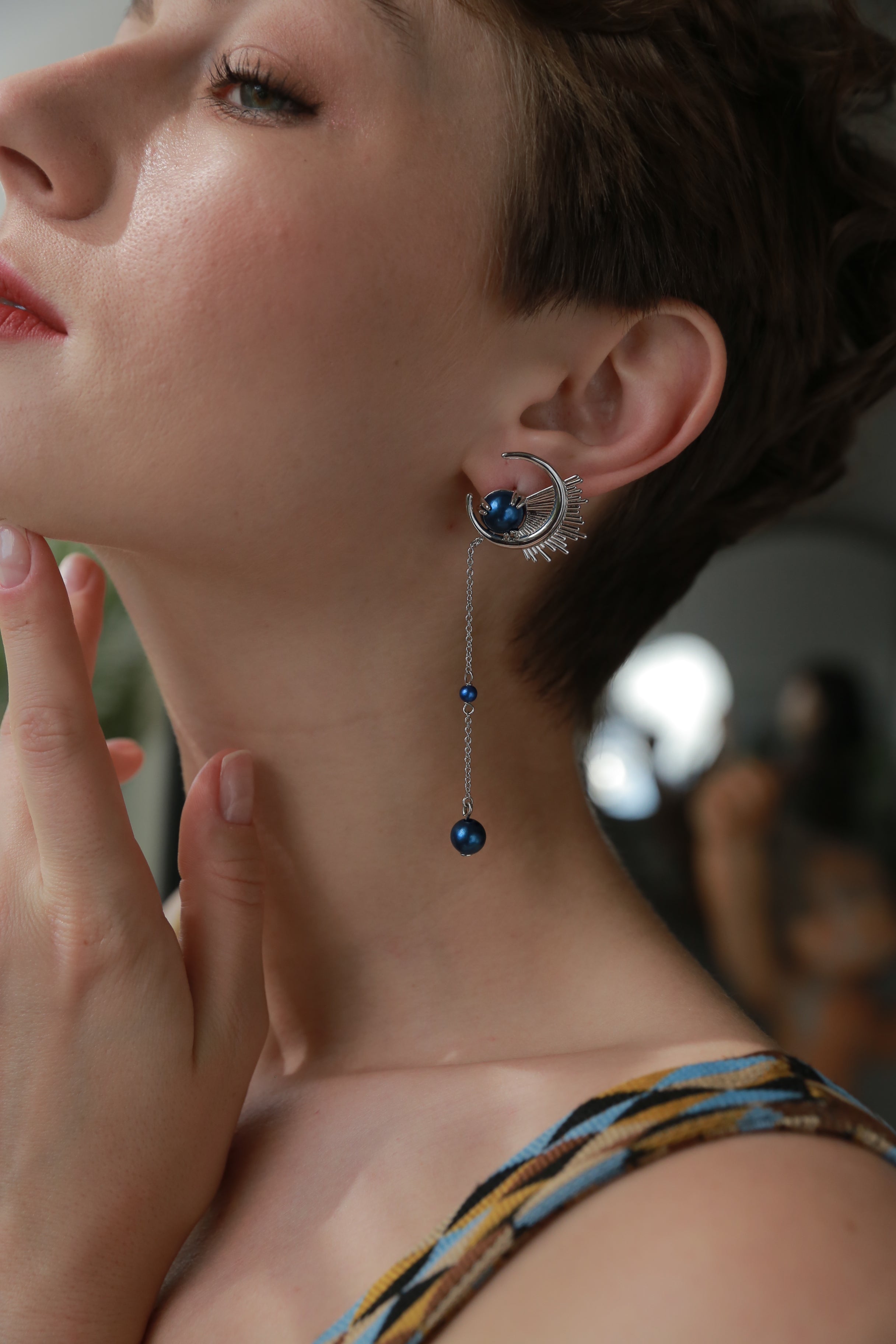 Blue Dandelion Earrings
