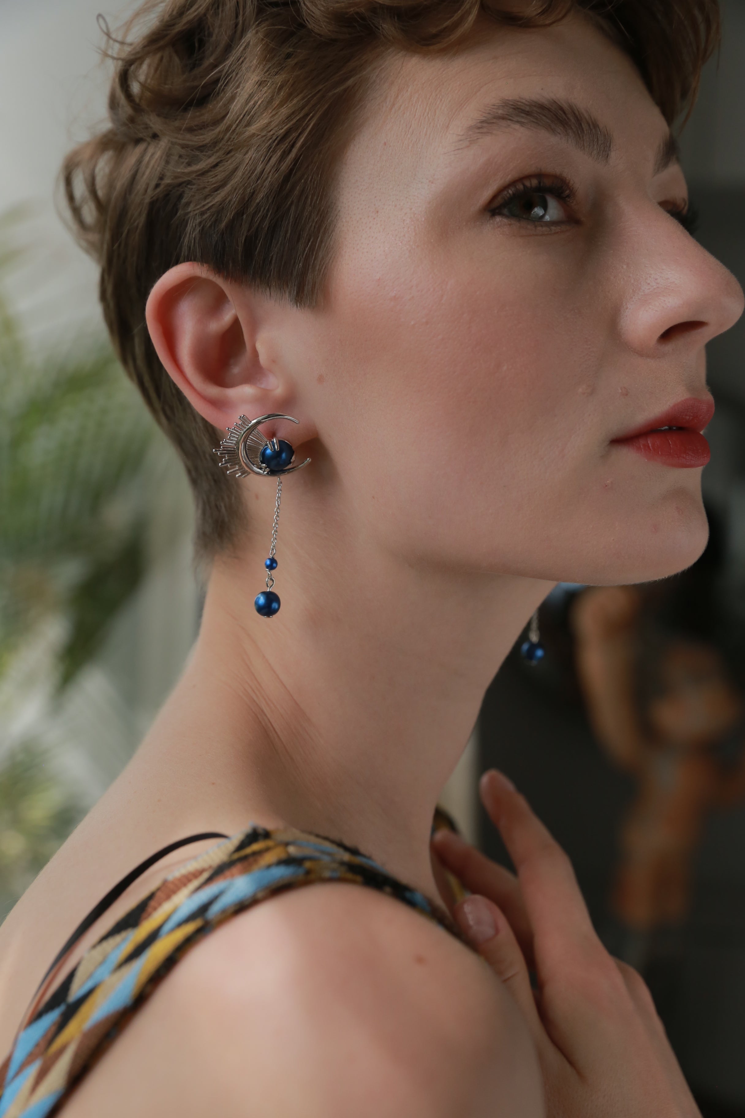 Blue Dandelion Earrings