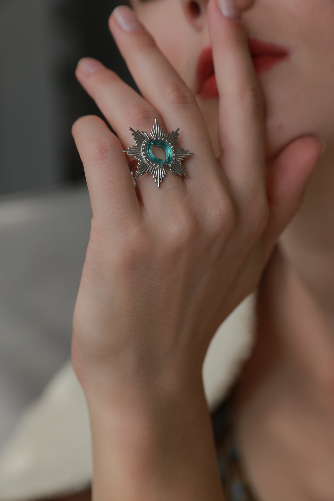 Blue Dandelion Ring