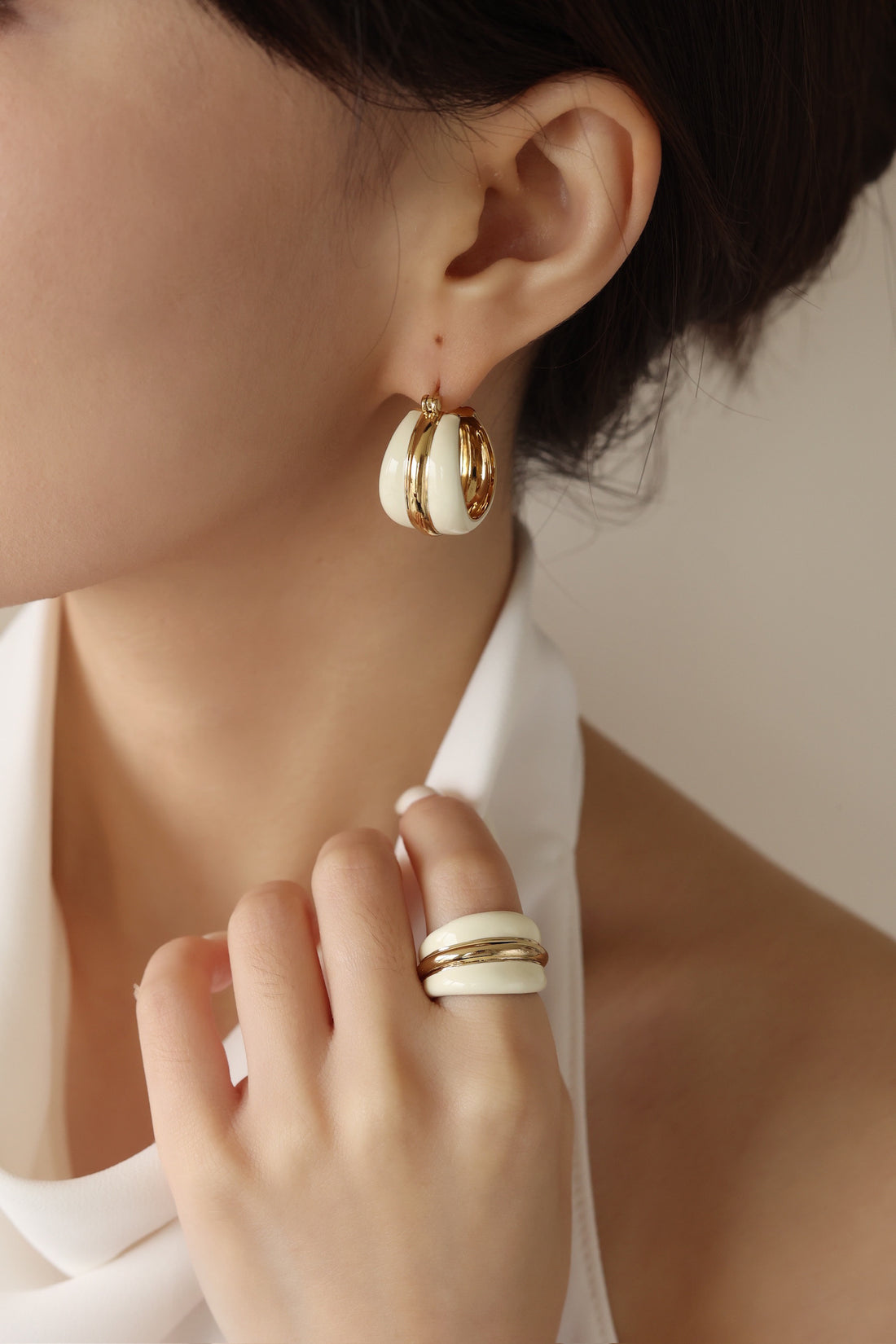 Ostuni White Hoops Earrings