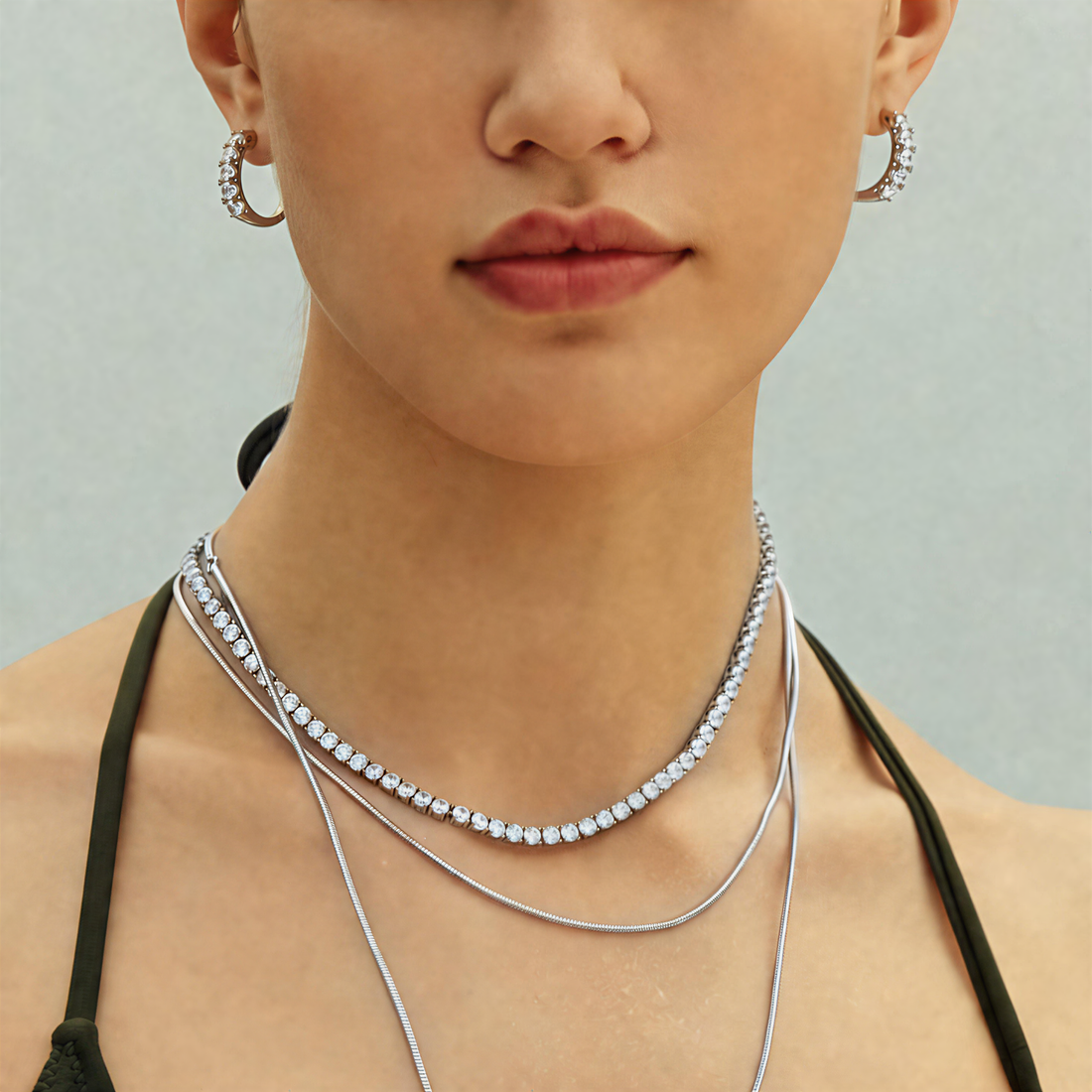 Romanisches Dämmerungs-Silber-Tennis-Collier