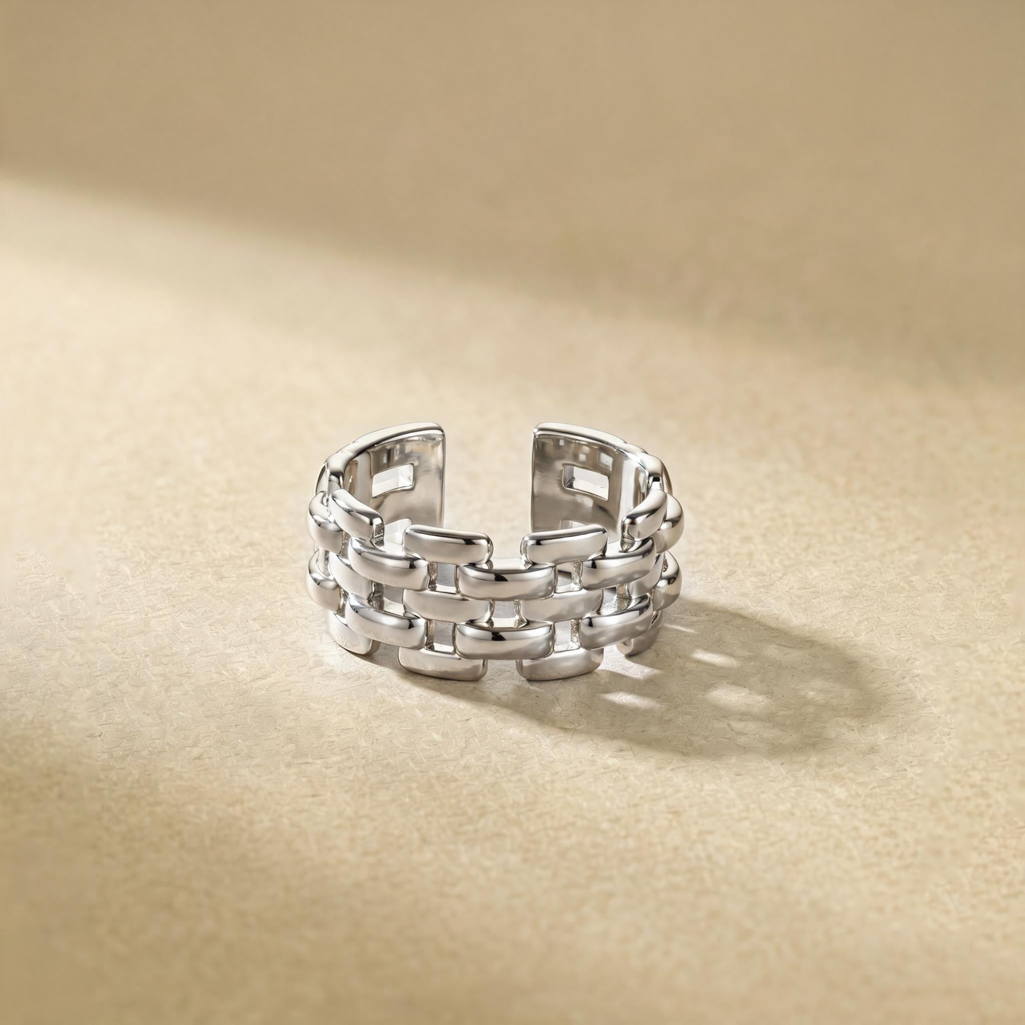 Rome Chain Silver Ring Large