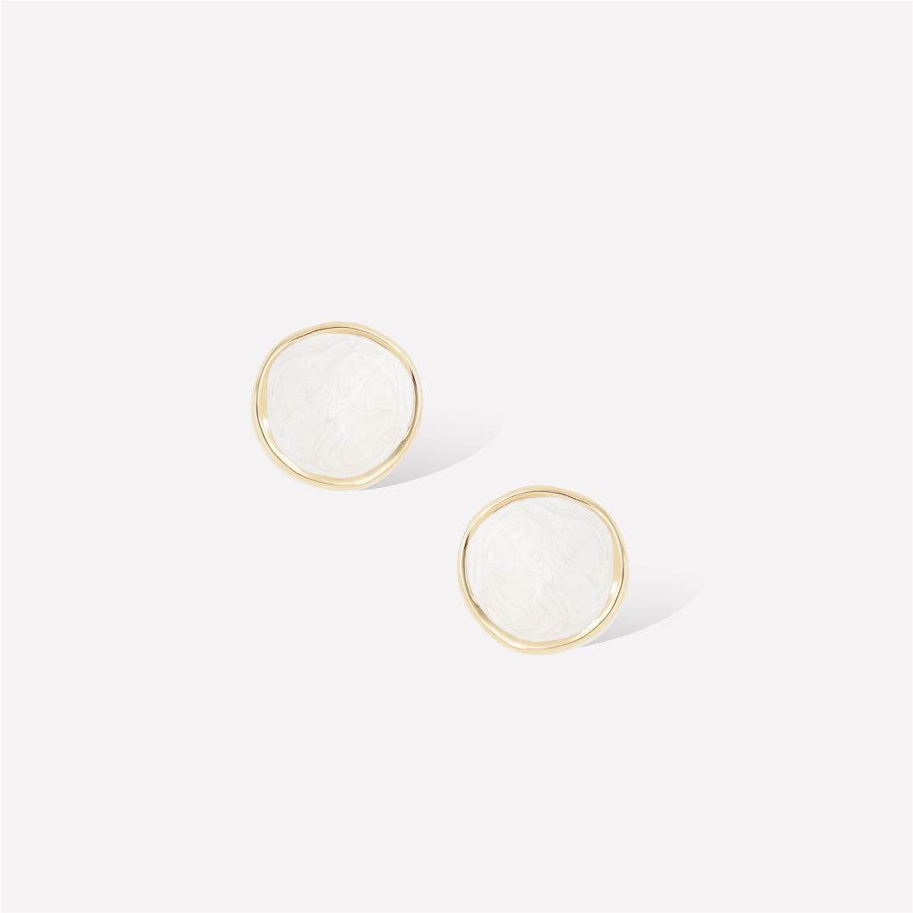 White Enamel Ripple Earrings