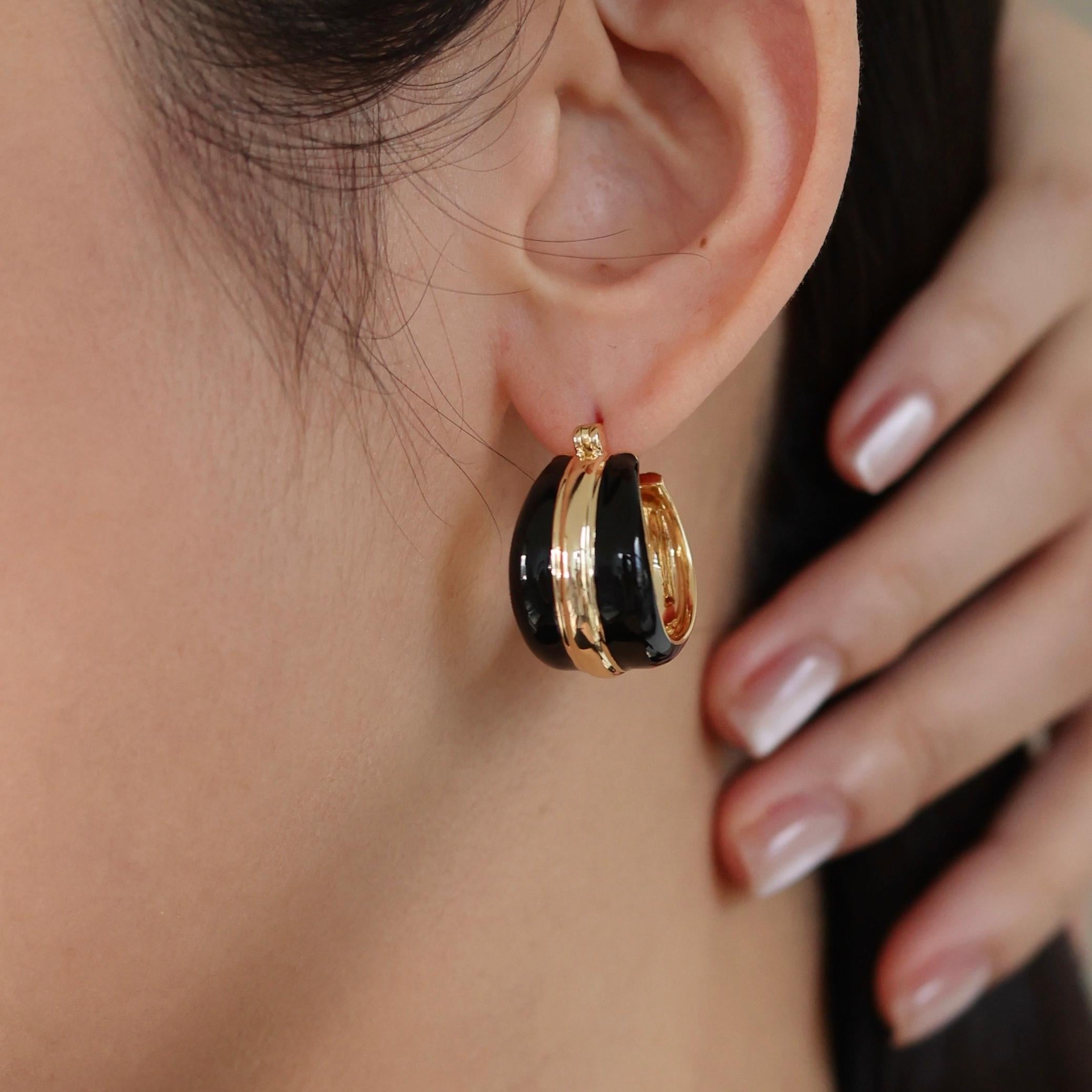 Ostuni Black Hoops Earrings