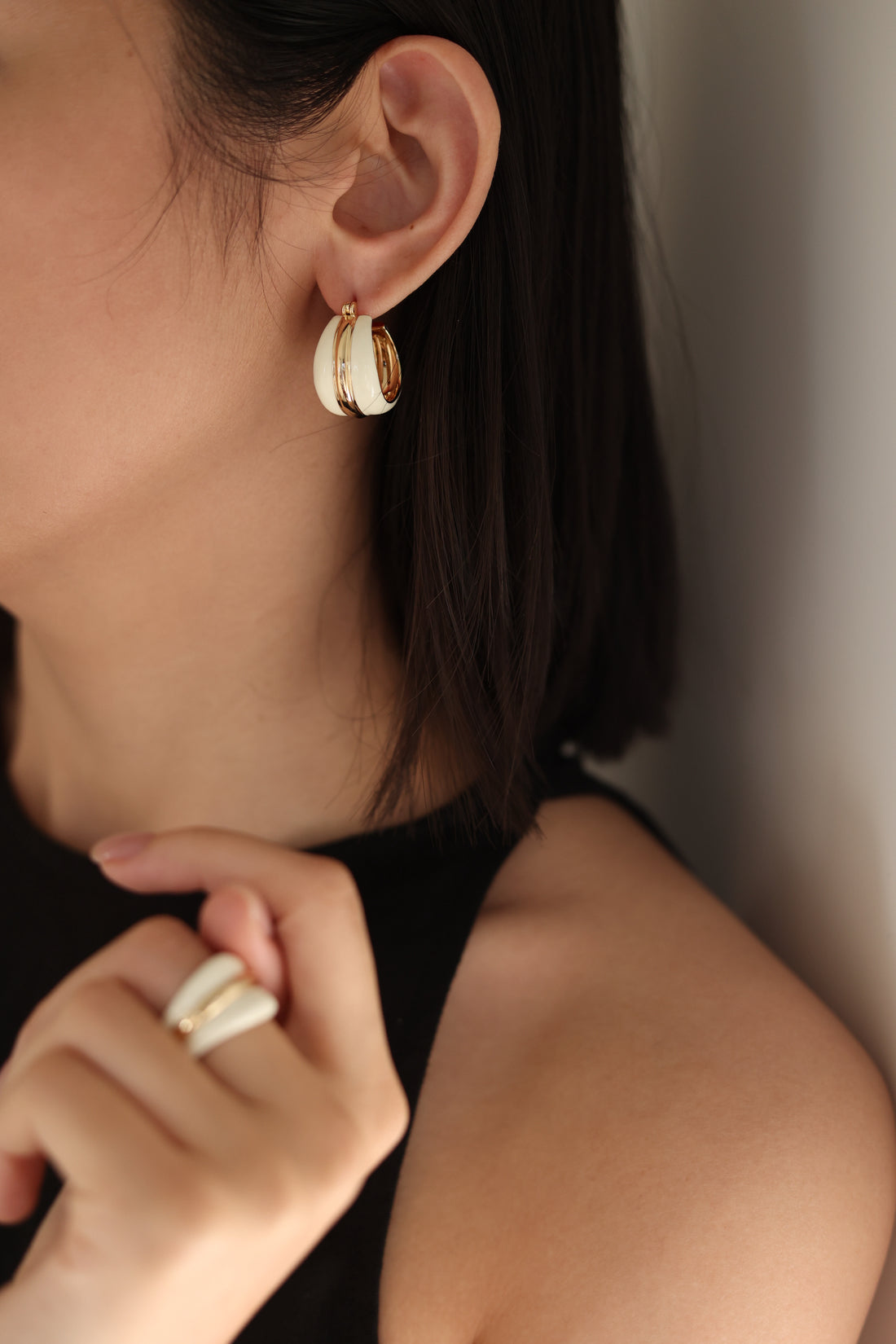 Ostuni White Hoops Earrings