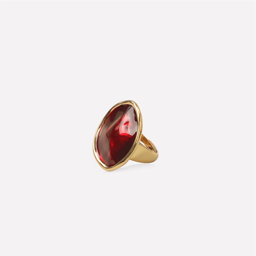 Red Enamel Ripple Ring