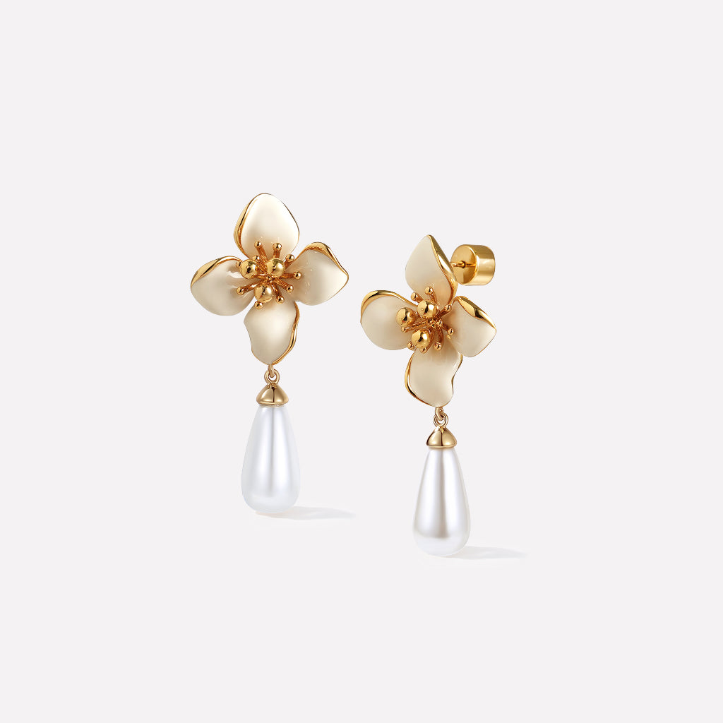Iris Blossom Pearl Earrings