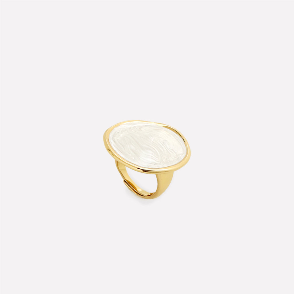 White Enamel Ripple Ring