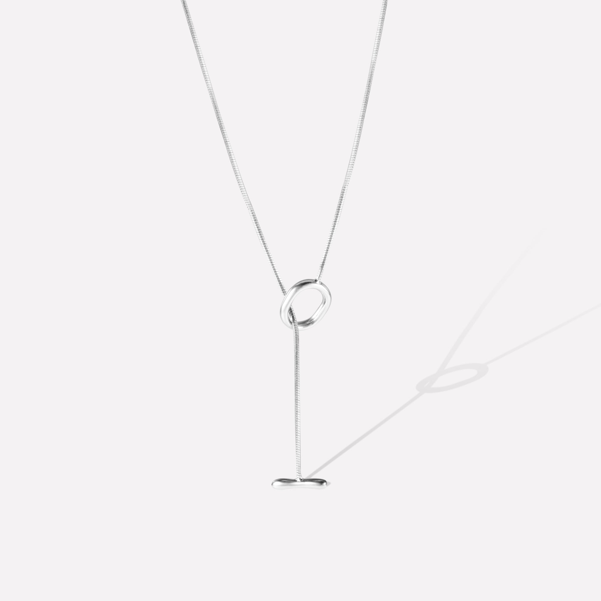 Vine Hoop Snake Bone White Gold Necklace