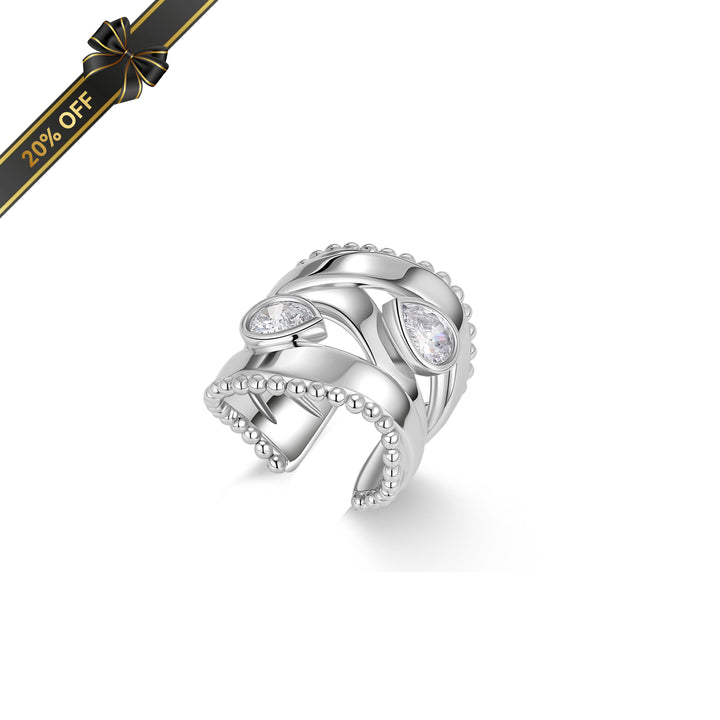 White Gold Plated Droplets Ring