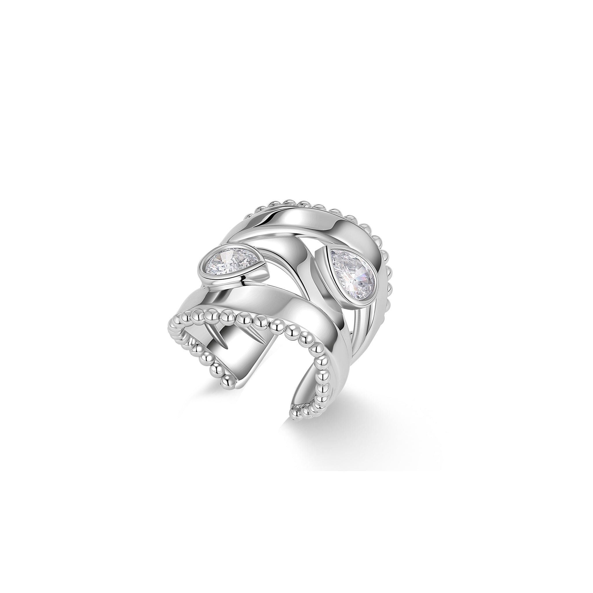 White Gold Plated Droplets Ring