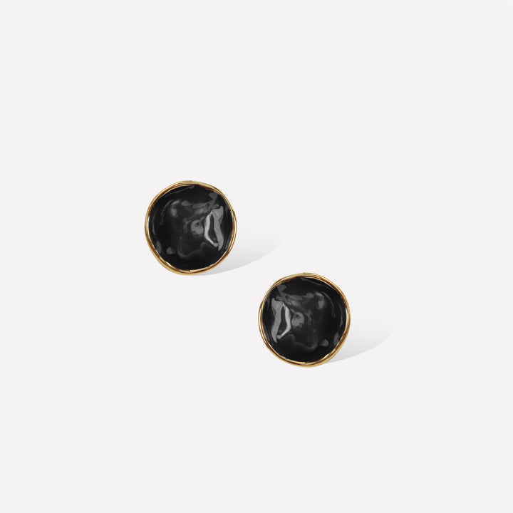 Black Enamel Ripple Earrings