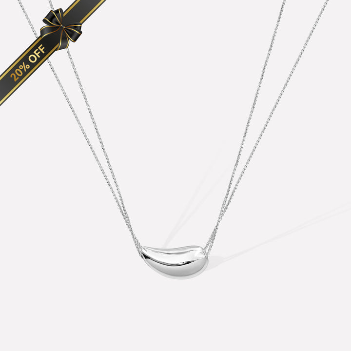 Drop Necklace - White Gold Plated