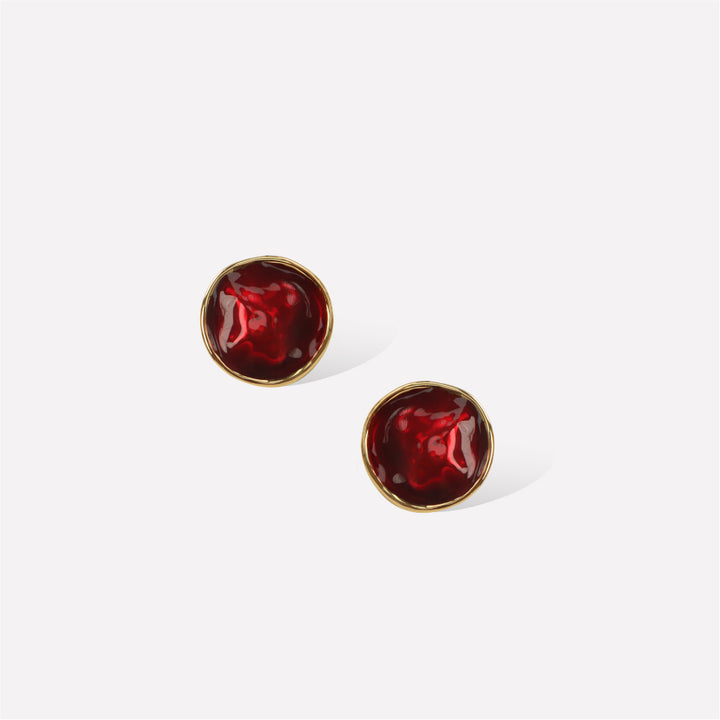 Red Enamel Ripple Earrings