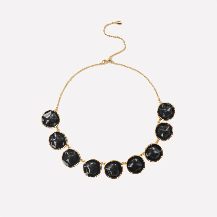 Black Enamel Ripple Necklace