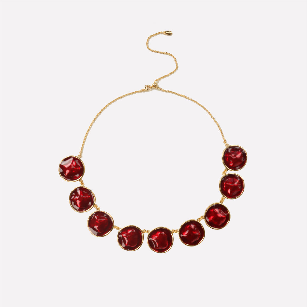 Red Enamel Ripple Necklace