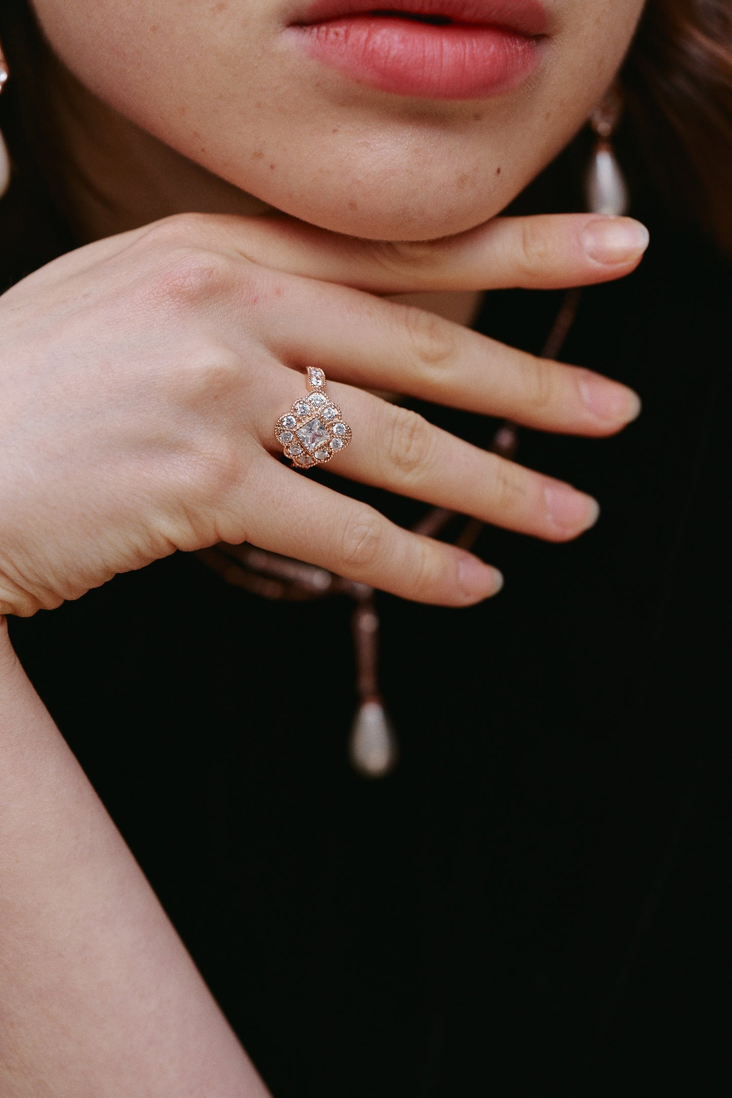 Flower-shaped Beaded Ring